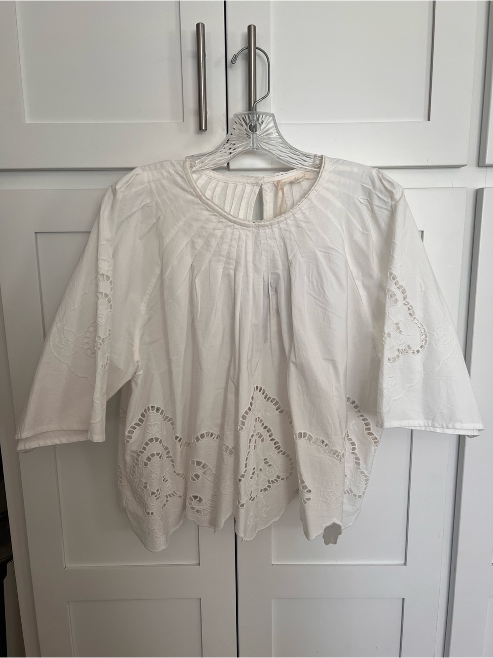 Anthropologie White Eyelet Peasant Blouse